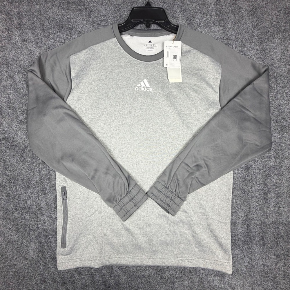 Adidas‎ Aeroready Primegreen Team Crew Sweatshirt Mens Medium Grey Fleece GT3011